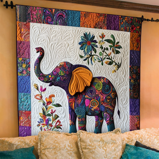 Elephant Jubilee Quilted Blanket