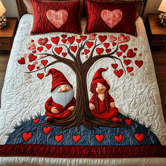 Adorable Gnome Love 3-Piece Quilted Bedding Set