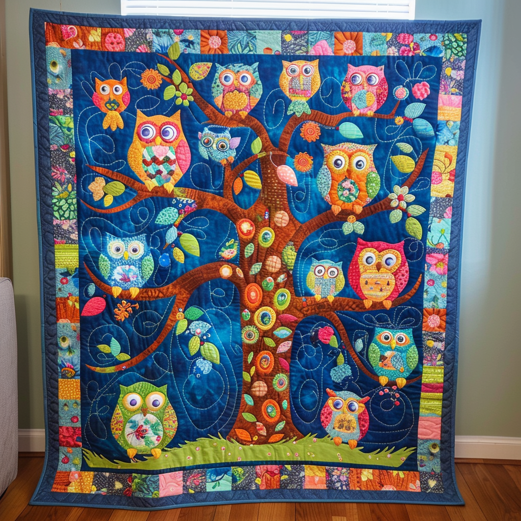 Adorable Owls Quilted Blanket