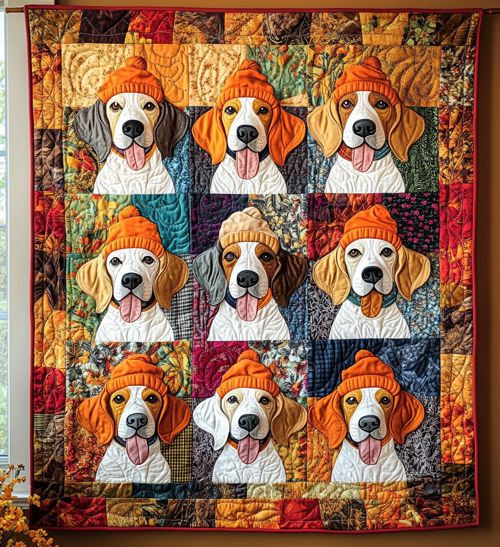 Affectionate Beagles Quilted Blanket