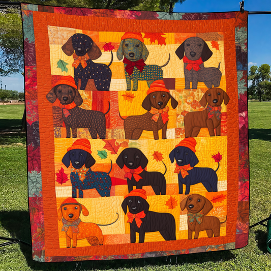 Affectionate Dachshunds Quilted Blanket