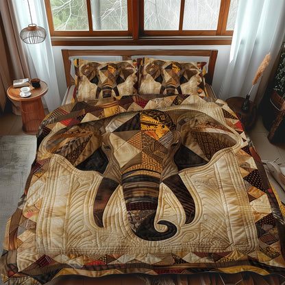 African Elephant 3-Piece Quilted Bedding Set
