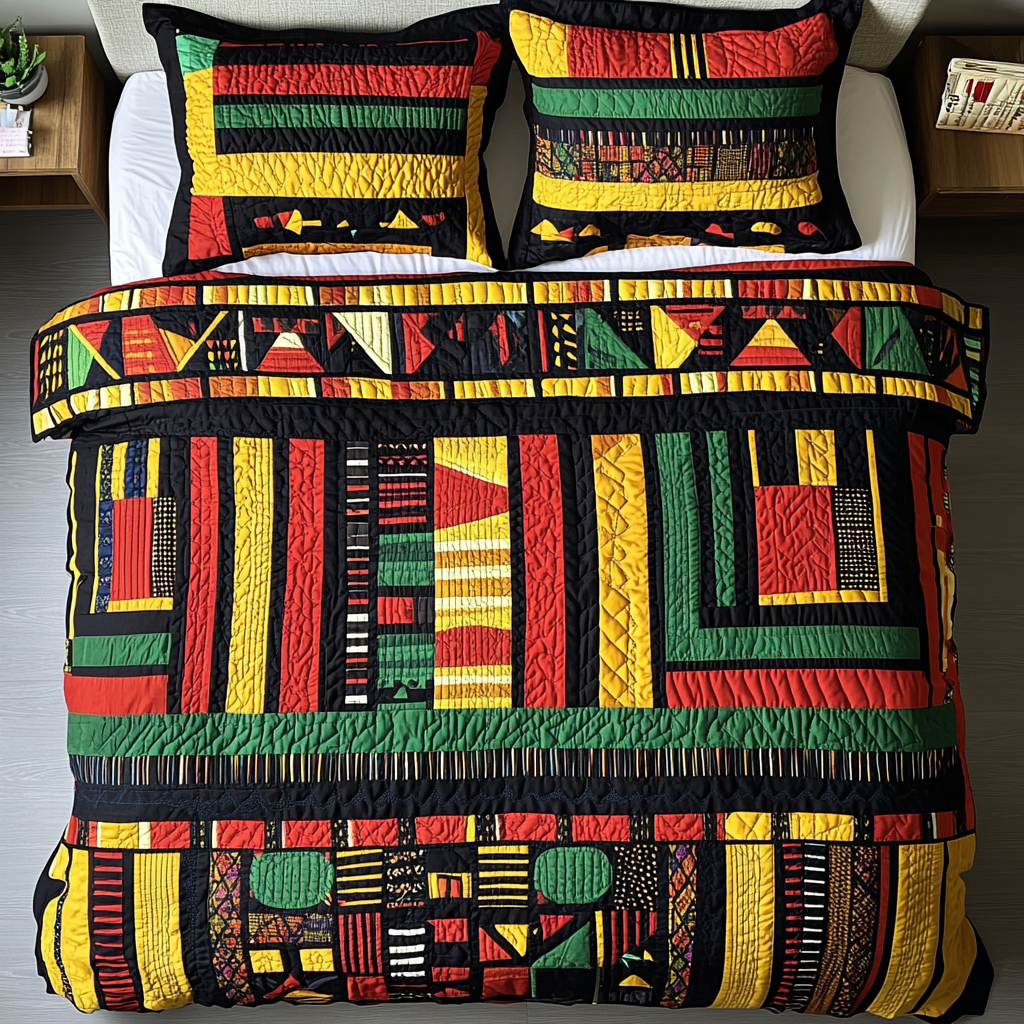 African Vibes 3-Piece Quilted Bedding Set