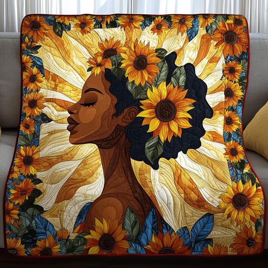 Afro Bloom Quilted Blanket