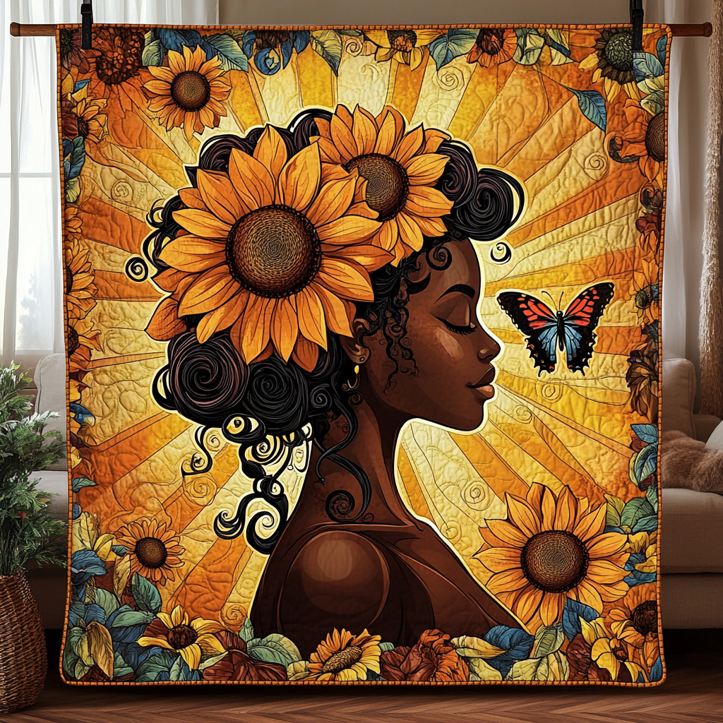 Afro Glow Harmony Quilted Blanket