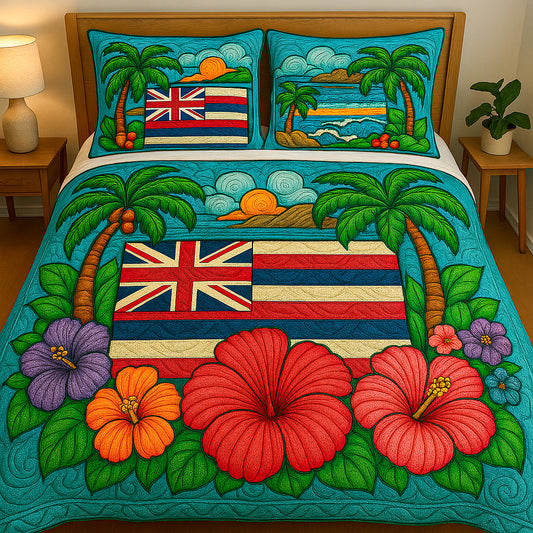 Aloha Spirit 3-Piece Quilted Bedding Set