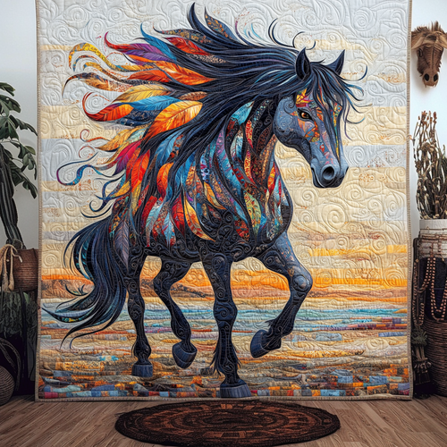 Alpha Horse Quilted Blanket