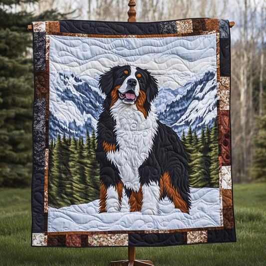 Alpine Bernese Dreams Quilted Blanket