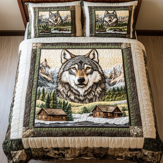Alpine Howl 3-Piece Quilted Bedding Set