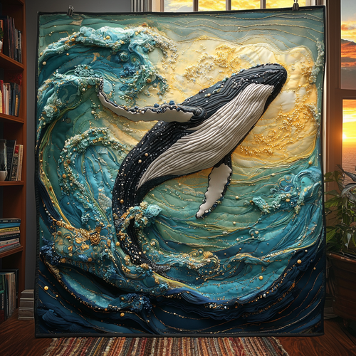 Amazing Whale Dance Quilted Blanket