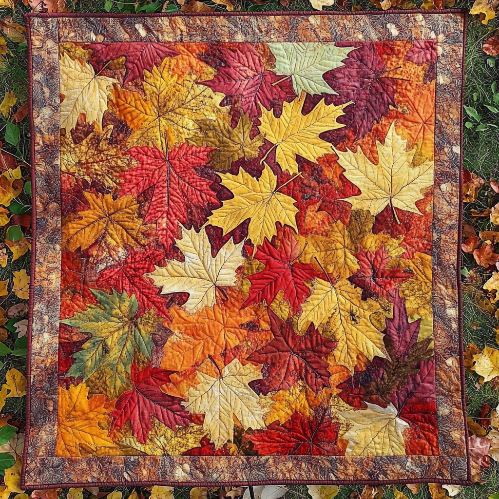 Amber Autumn Whispers Quilted Blanket
