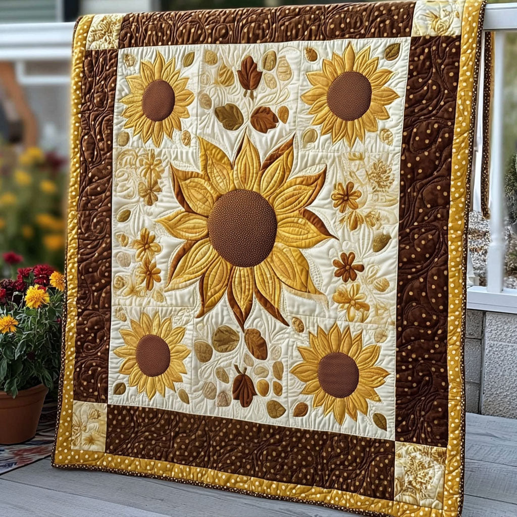 Amber Bloom Quilted Blanket