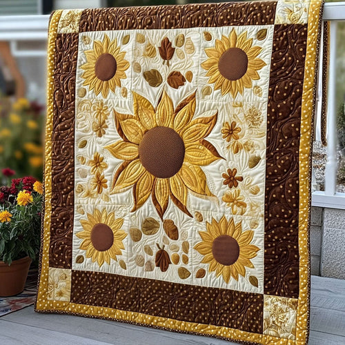 Amber Bloom Quilted Blanket