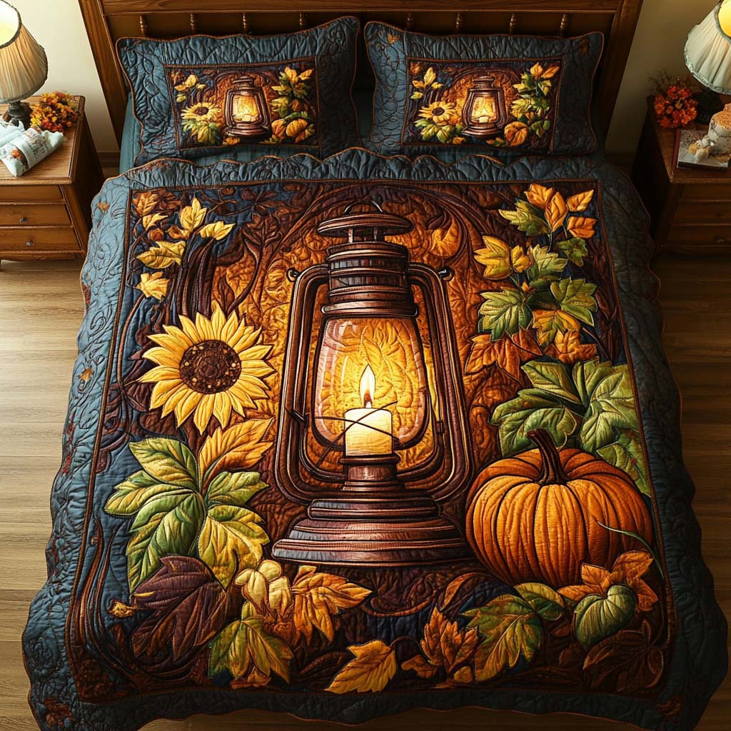 Amber Harvest Dreams 3-Piece Quilted Bedding Set
