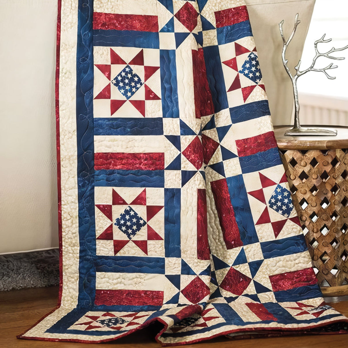 American Patchwork Quilted Blanket