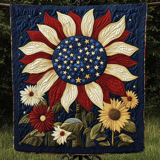 American Sunflower Quilted Blanket