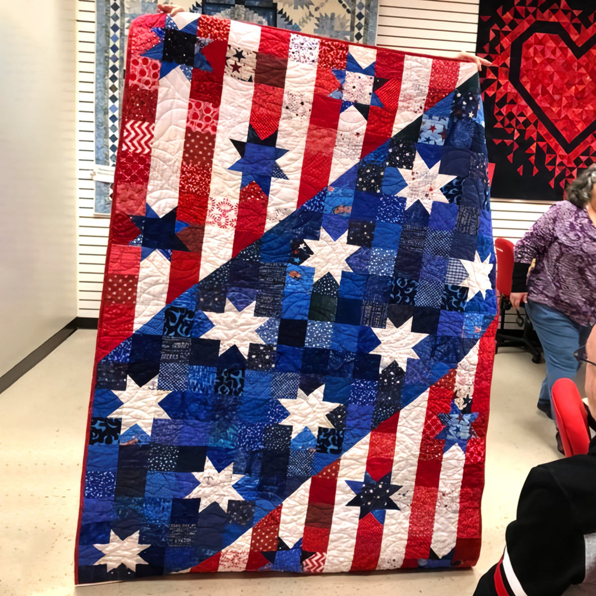 Americana Patchwork Quilted Blanket