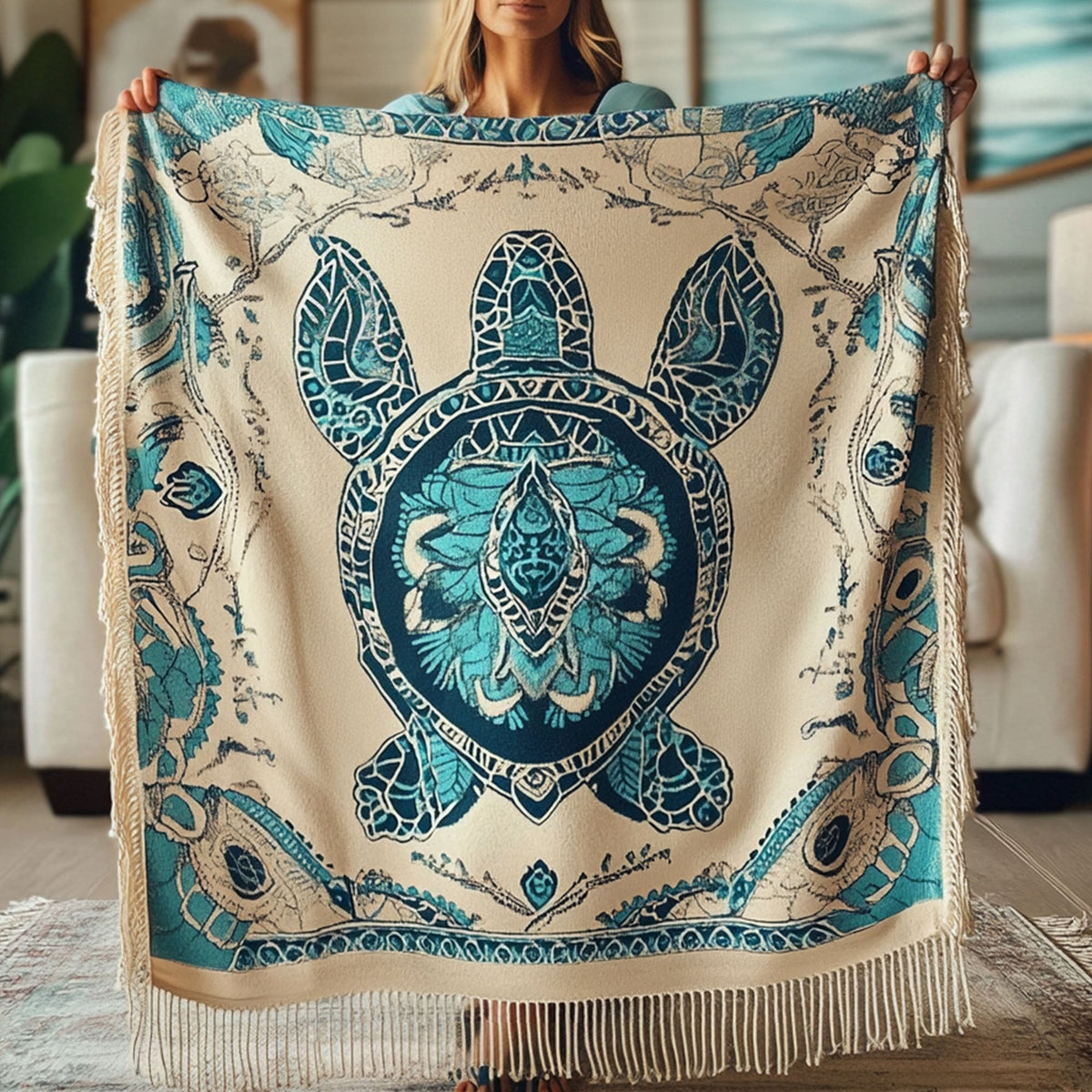 Ancient Swimmer Woven Throw Blanket