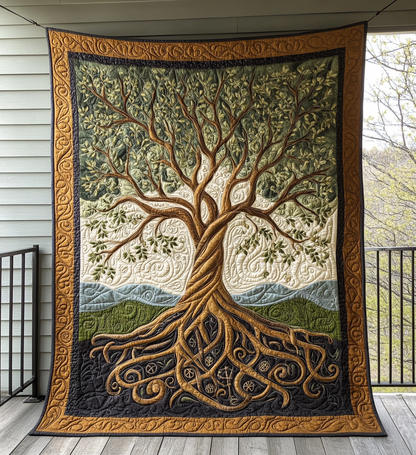 Ancients Tree Quilted Blanket