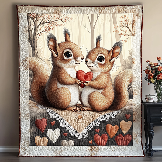 Animal Love Story Quilted Blanket
