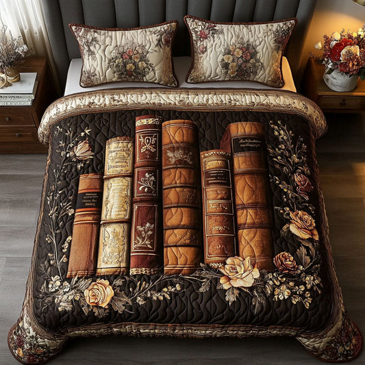 Antique Book Collection 3-Piece Quilted Bedding Set