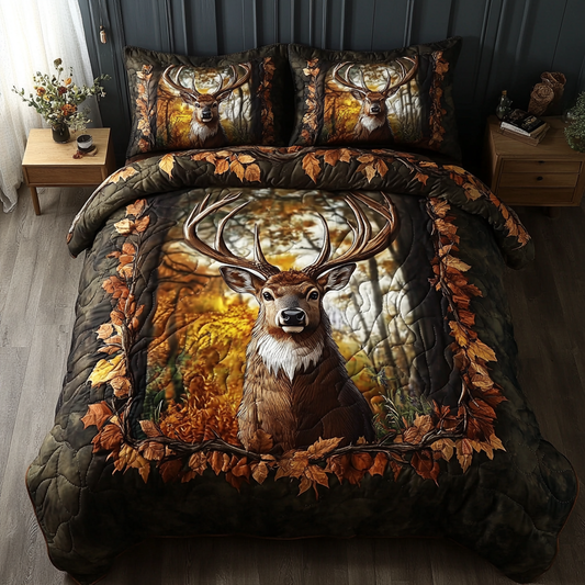 Antler Charm 3-Piece Quilted Bedding Set