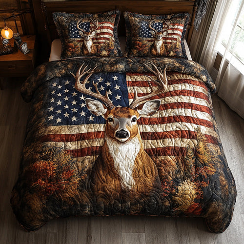 Antler Grove 3-Piece Quilted Bedding Set