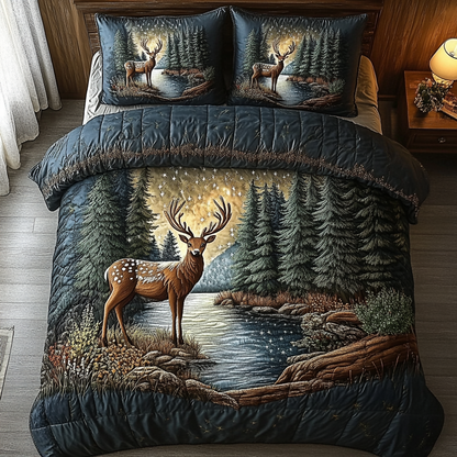 Antler Majesty 3-Piece Quilted Bedding Set