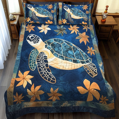Aqua Journey 3-Piece Quilted Bedding Set
