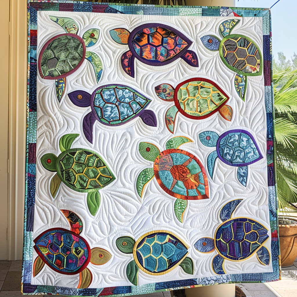Aqua Life Quilted Blanket
