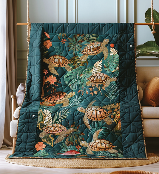Aqua Oasis Quilted Blanket