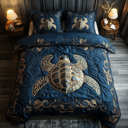 Aqua Compass 3-Piece Quilted Bedding Set
