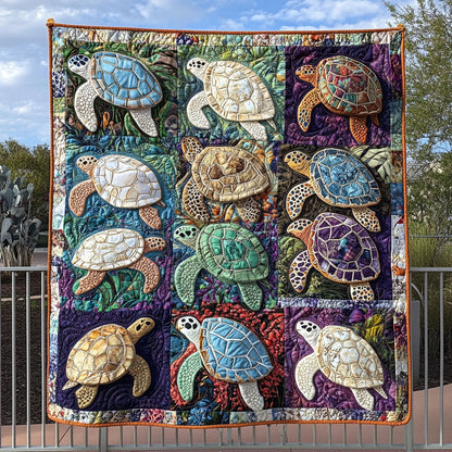 Aqua Drift Quilted Blanket