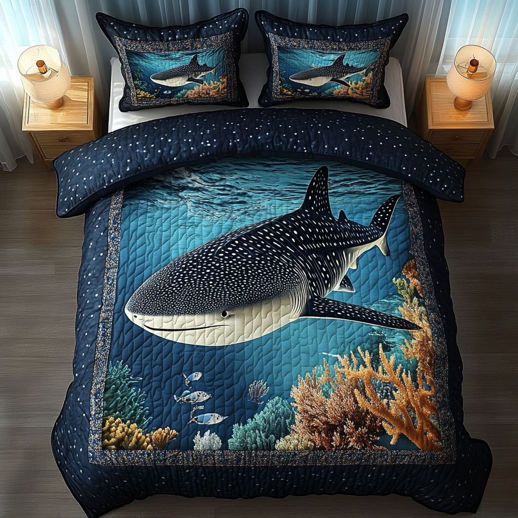 Aqua Voyager 3-Piece Quilted Bedding Set