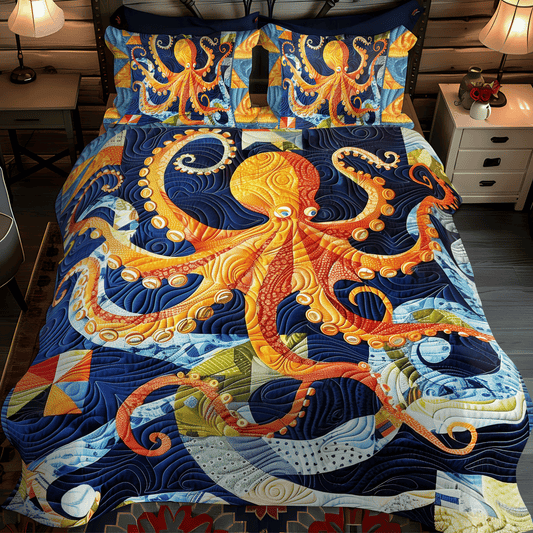Aquatic Amaze 3-Piece Quilted Bedding Set