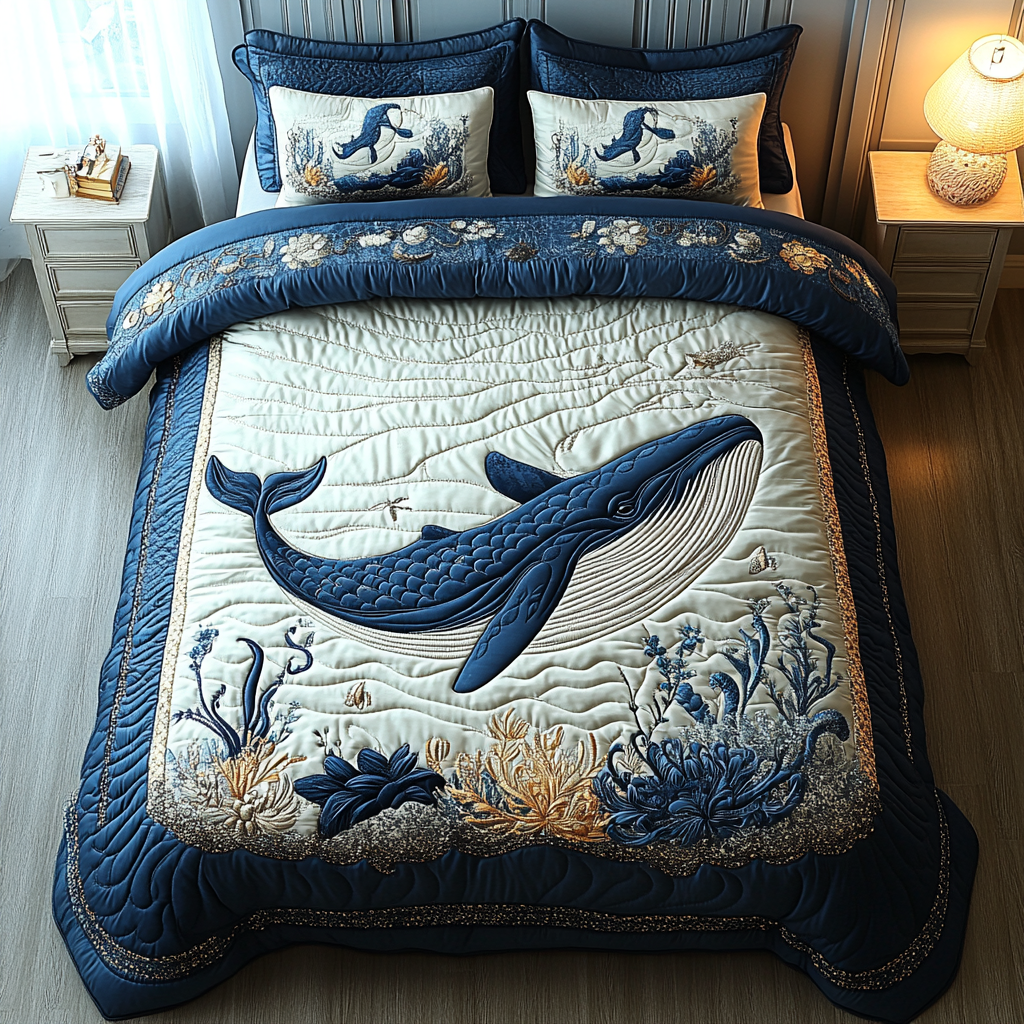 Aquatic 3-Piece Quilted Bedding Set