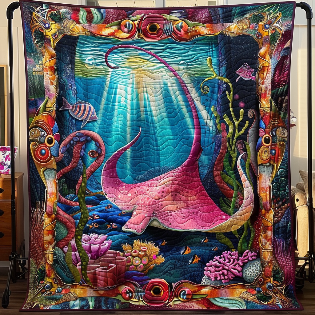 Aquatic Wonders Quilted Blanket