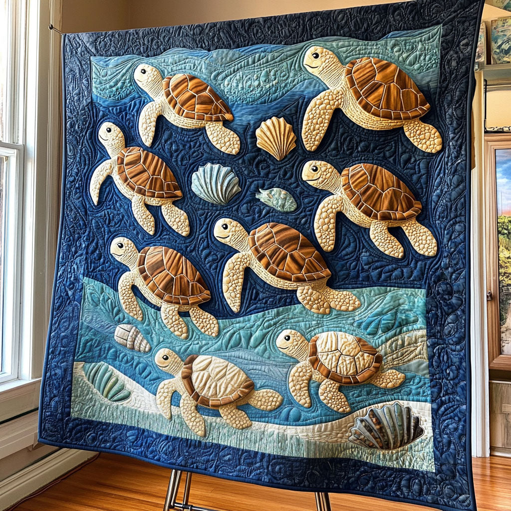 Aquatic Elegance Quilted Blanket