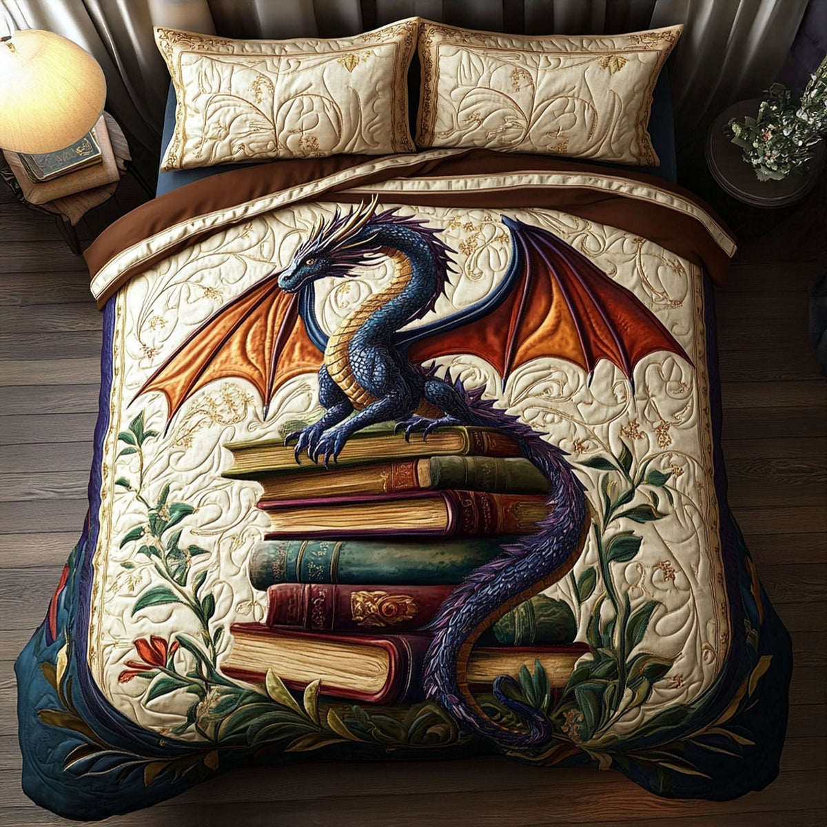 Arcane Dragon 3-Piece Quilted Bedding Set