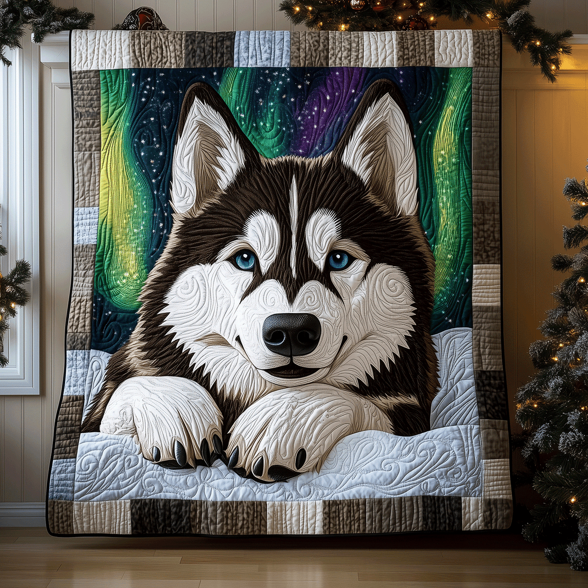 Arctic Husky Dream Quilted Blanket