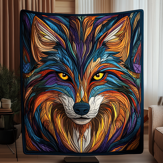 Arctic Spirit Wolf Quilted Blanket