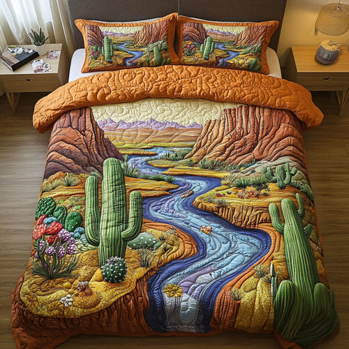 Arizona Cactus 3-Piece Quilted Bedding Set