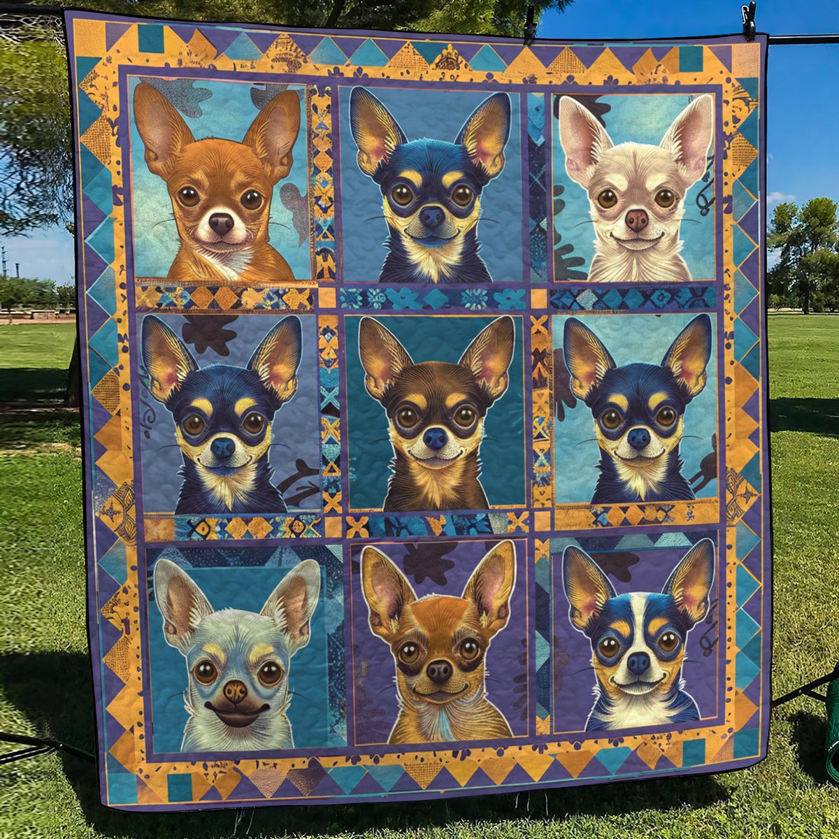 Artistic Chihuahua Quilted Blanket