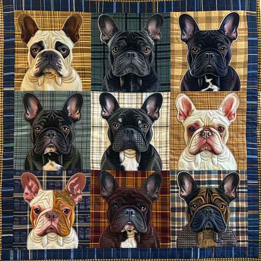 Artistic Frenchie Quilted Blanket