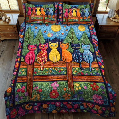 Cat 3-Piece Quilted Bedding Set