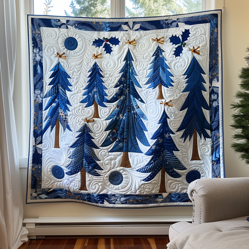 Artistic Christmas Tree Quilted Blanket