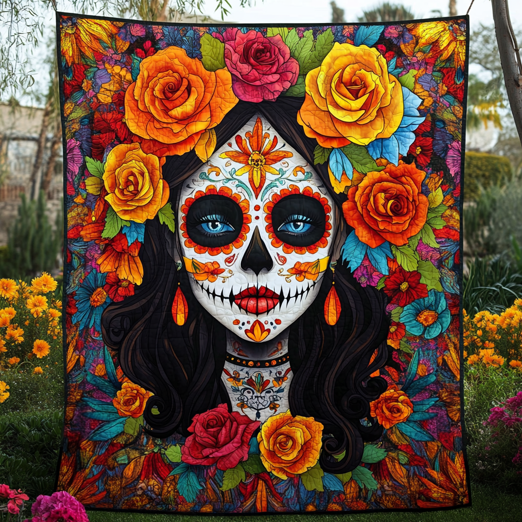 Artistic La Catrina Quilted Blanket