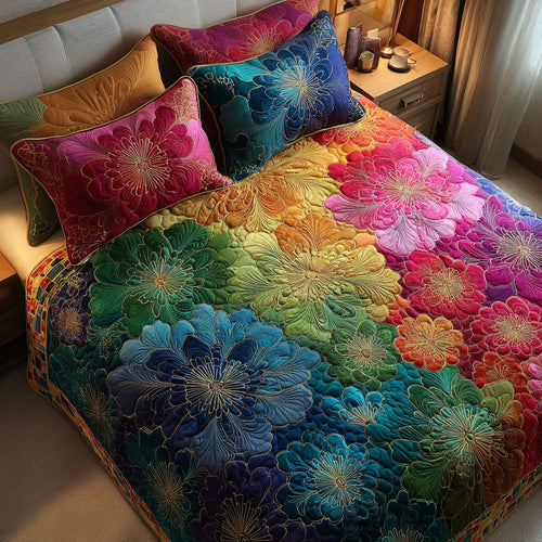 Aurora Bloom 3-Piece Quilted Bedding Set
