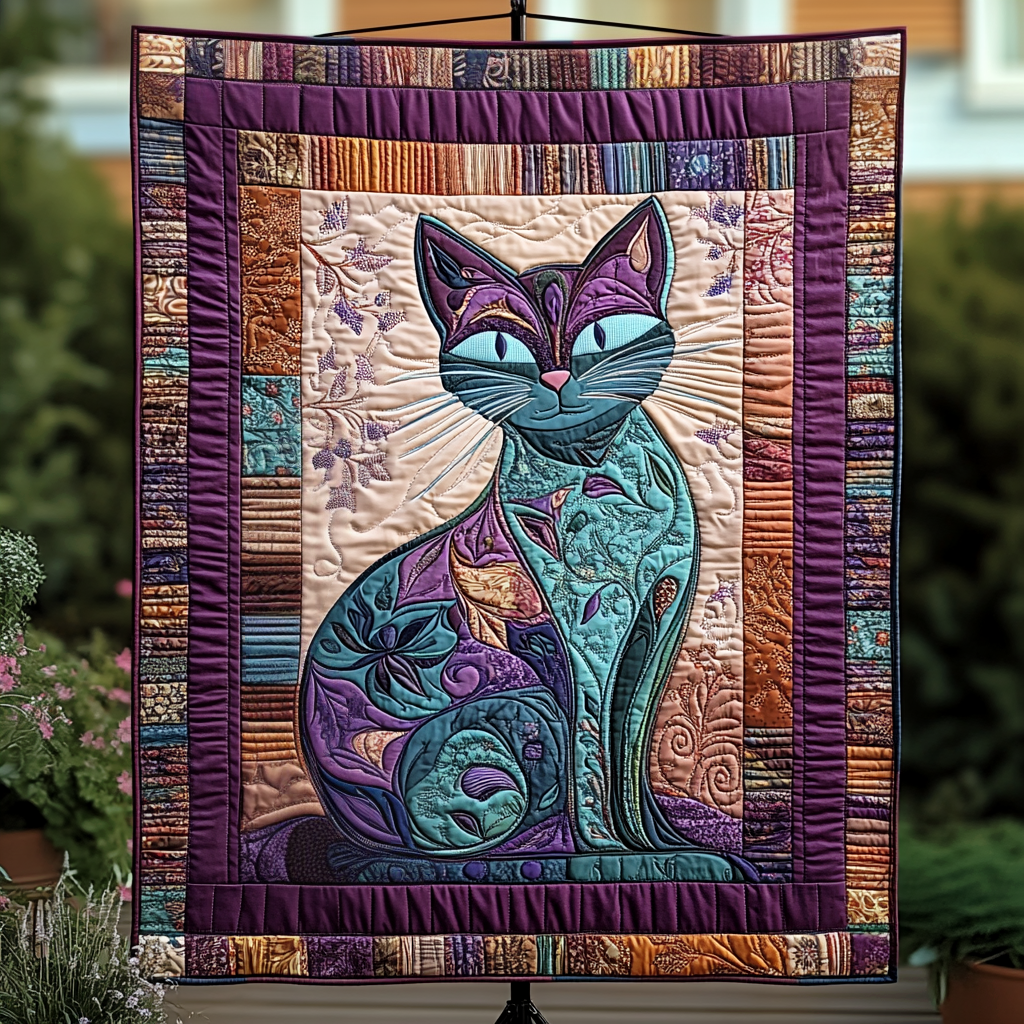 Aurora Cat Quilted Blanket