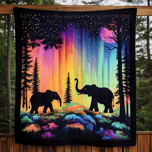 Aurora Elephants Quilted Blanket